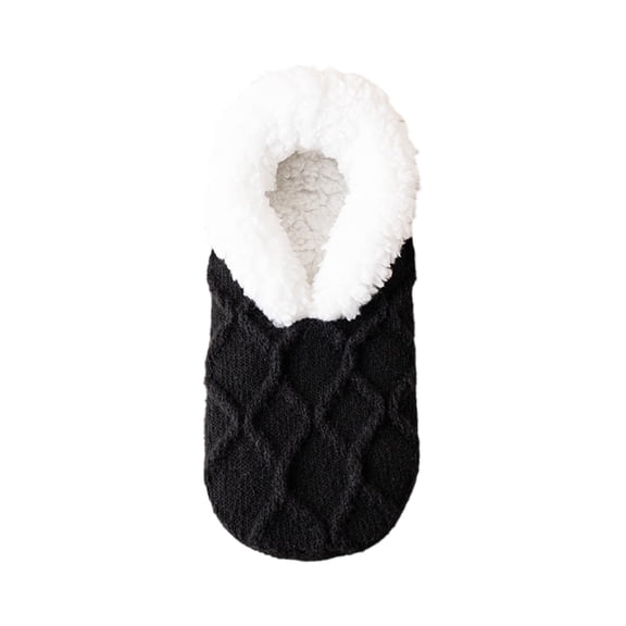 Slippers Socks for Women, Winter Warm Floor Socks, Fuzzy Socks, Cozy Sherpa Slipper Socks, Ultra Comfortable House Slippers for Women, One Size Black One Size