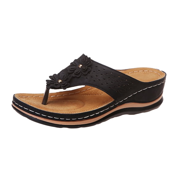 Slippers With Arch Support For Women Brown Sandals Fashion Orthotic Slides Ladies Lightweight Slip On Slippers Sandals Black 6.5