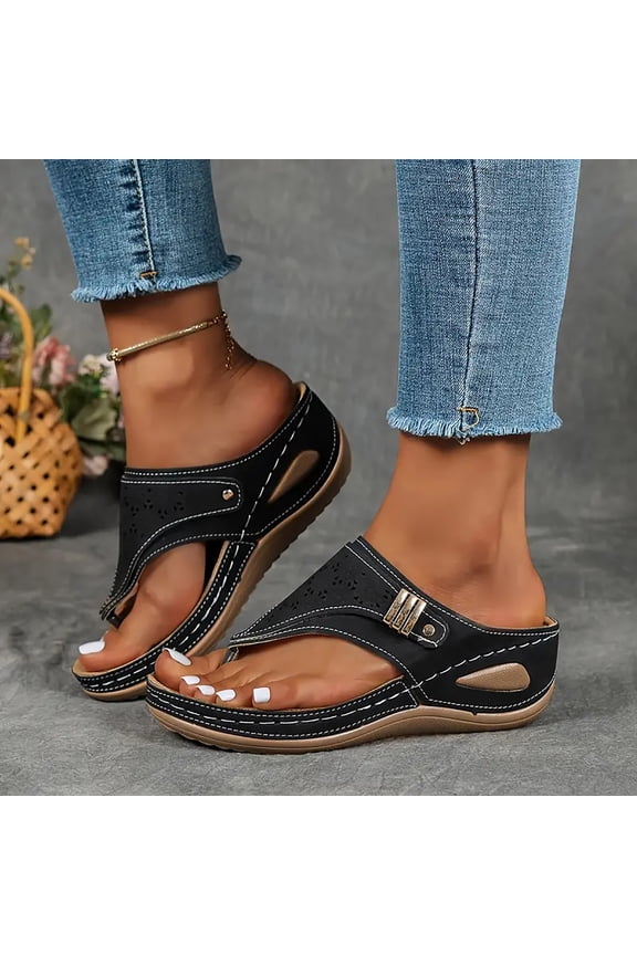 Slippers With Arch Support For Women Flip Flops For Women Fashion Orthotic Slides Ladies Lightweight Slip On Slippers Sandals Black 8.5