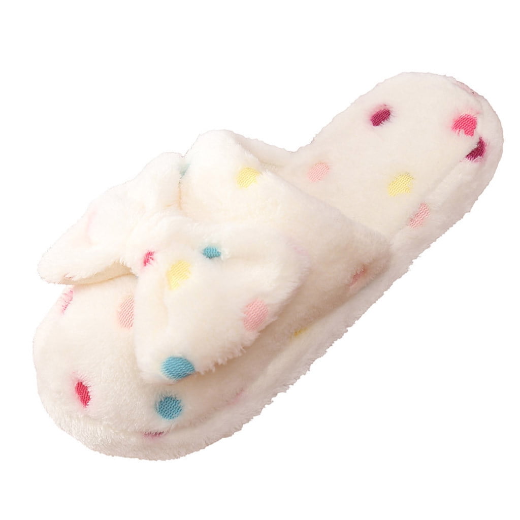 Slippers Women Bedroom Slippers Women House Slippers Bowknot Furry