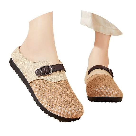 Slippers for Women,Breathable Mesh On Slippers For Women Summer Casual Shoes Comfortable Open Toe Slide Sandals Lightweight Home Loafers,Womens Slippers,Coffee,6