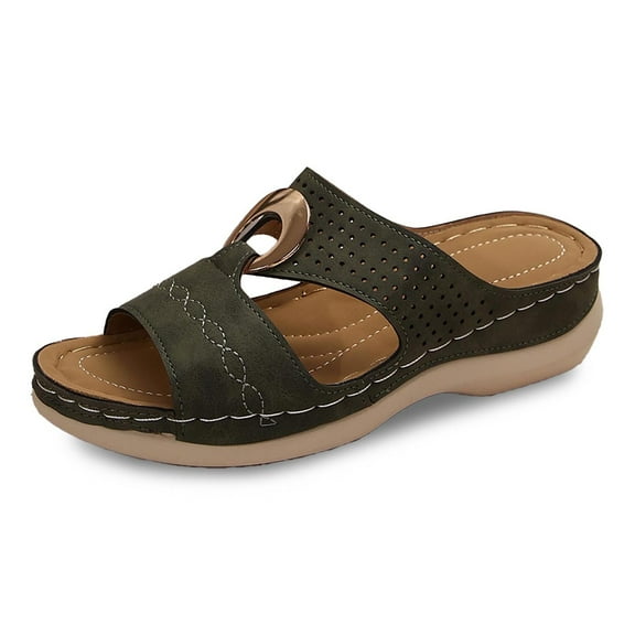 Slippers for Women,Comfortable On Slippers Casual Embroidery Open Toe Sandals For Spring Summer Outdoor Vacation And Daily Wear,Womens Slippers,Army Green,5.5