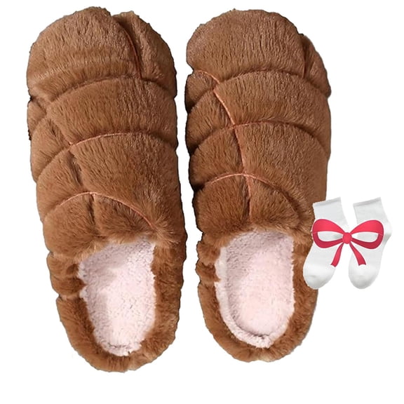 Slippers for Women, Cozy Mexican Bread Pantuflas with Memory Foam, Plush Lining, Quilted Design (Pink, M, Adult, Women, 9, Numeric Range, US Footwear Size System, 10, Medium)