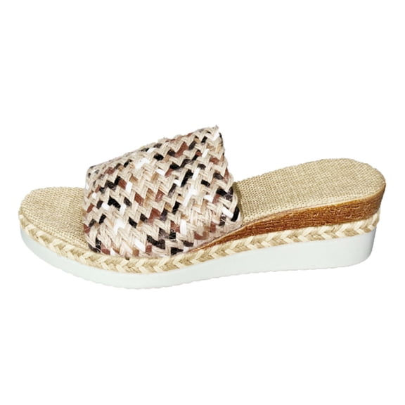 Slippers for Women,Fashion Women's Slippers Stylish Wide Strap Colorful Rope Slippers Lightweight Outdoor Open Toe Flip Flops For Women,Womens Slippers,Black,7.5