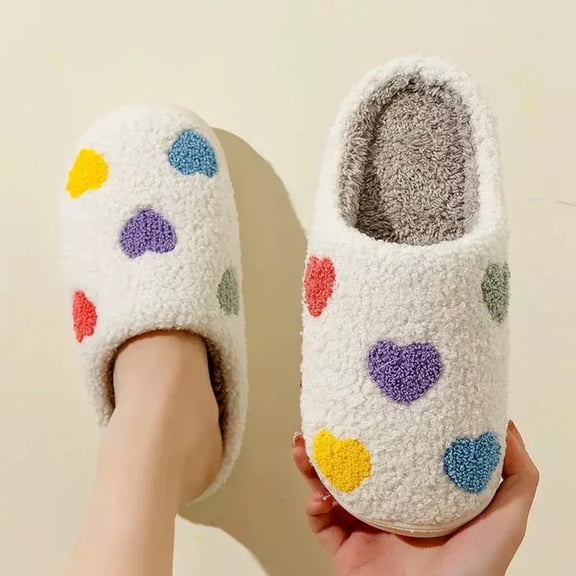 Slippers For Women Fuzzy House On Indoor Outdoor Bedroom Furry Lined Ladies Comfy Memory Foam Female Home Shoes Anti-Skid Rubber Hard Sole White 37