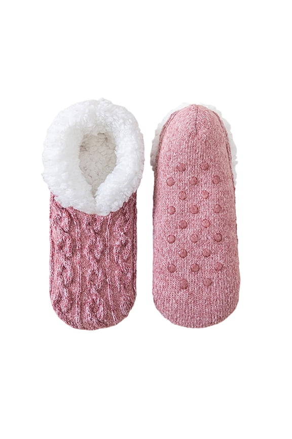 Slippers for Women Indoor Soft Sole Fuzzy Sherpa Lined Warm Winter Slipper Socks, thermal Warm Non Slip Silicone Dot Floor Socks for Cold Winter Bedroom Wear
