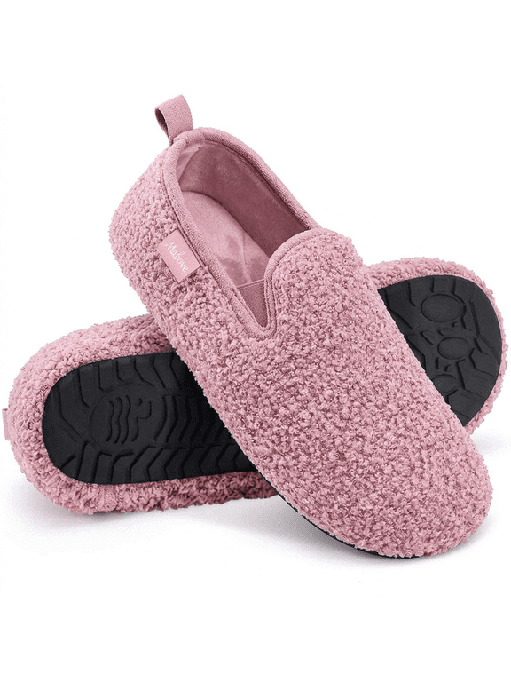 Women's Memory Foam Slippers, Cozy Fleece House Shoes with Plush Lining, Warm Non-Slip Indoor Outdoor Home Footwear for Ladies Fall Winter