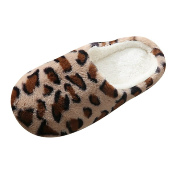 Slippers For Women Leopard Round Toe Flats Plus Velvet House Slippers For Women Shoes Mop Slippers for Women Washable House Slippers for Women Open Toe Women%27s+slippers Slippers for Women