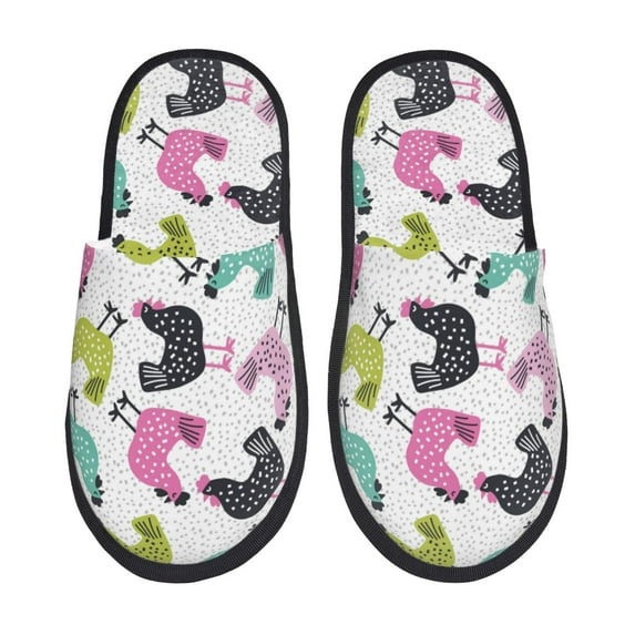 Slippers for Women Men, Bohemian Colorful Cute Chicken Warm Womens Mens House Shoes Bedroom Slippers, Fuzzy Memory Foam Slippers Winter House Indoor Shoes Aesthetic Dorm Slippers