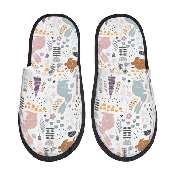 Slippers for Women Men, Bohemian Cute Rabbit Warm Womens Mens House Shoes Bedroom Slippers, Fuzzy Memory Foam Slippers Winter House Indoor Shoes Aesthetic Dorm Slippers
