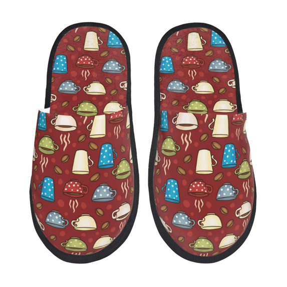Slippers for Women Men, Coffee Cups Warm Womens Mens House Shoes Bedroom Slippers, Fuzzy Memory Foam Slippers Winter House Indoor Shoes Aesthetic Dorm Slippers