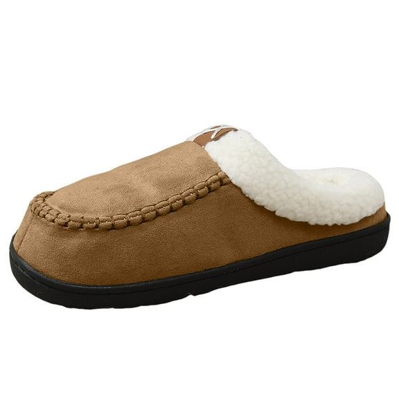 Slippers for Women Men Indoor and Outdoor with Fleece Lined Casual Cozy Warm Winter Fleece Lined Fuzzy Scuff Suede Clogs Slides Slip-On Booties Wide Width