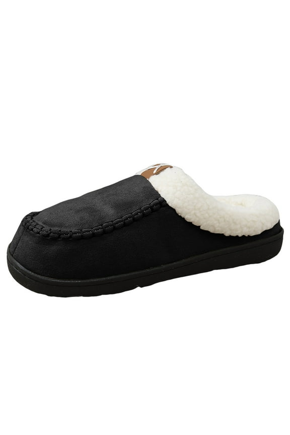 Slippers for Women Men Indoor and Outdoor with Fleece Lined Casual Cozy Warm Winter Fleece Lined Fuzzy Scuff Suede Clogs Slides Slip-On Booties Wide Width