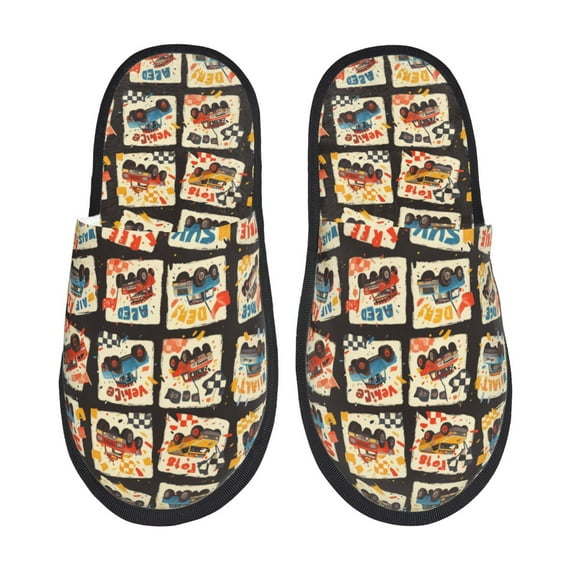 Slippers for Women Men, SUV colorful off road car Warm Womens Mens House Shoes Bedroom Slippers, Fuzzy Memory Foam Slippers Winter House Indoor Shoes Aesthetic Dorm Slippers