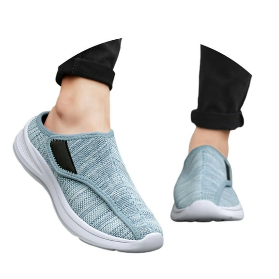 Slippers for Women,Non Open Toe Slide Sandals With Adjustable Hook And Loop Closure Lightweight Casual Slippers For Indoor Outdoor Comfort,Womens Slippers,Light Blue,8.5