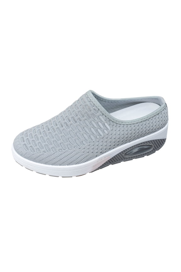 Slippers for Women,Orthopaedic Shoes Air Cushion Slippers Open Back Hiking Shoes Mesh Breathable Sandals Air Cushion On Walking Shoes Outdoor Walking Shoes,Womens Slippers,Grey,6.5