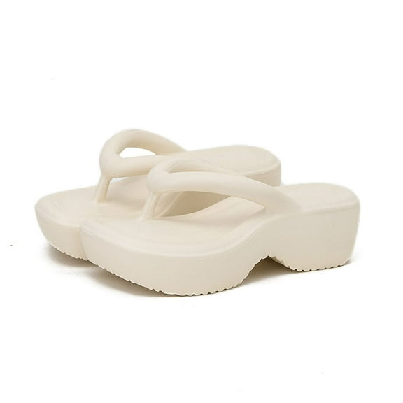Slippers for Women,Platform Flip Flop With Arch Support Casual Comfortable Wedge Flip Flops Summer Beach Sandals Thong Slippers,Womens Slippers,Beige,7