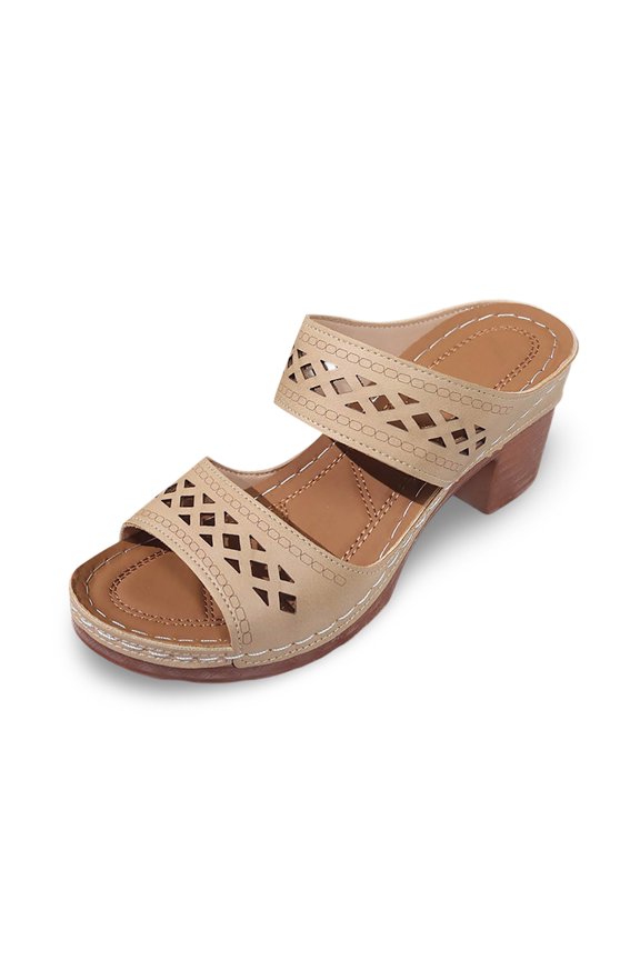 Slippers for Women,Slipper Comfortable Summer Footwear Open Toe Design Trendy Casual Everyday Wedge Heel Sandals For Fashionable Outfit,Womens Slippers,Beige,9