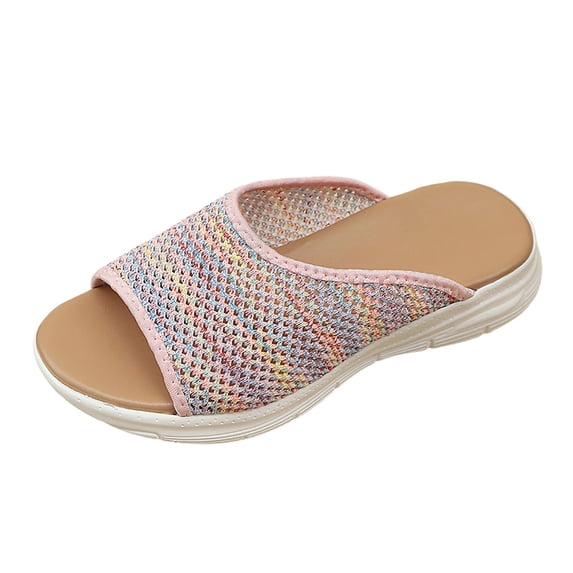 Slippers for Women,Slippers Comfort Casual Outings And Beach Vacations Featuring Open Toe Design Mesh Construction And Breathable Holes For Summer Wear,Womens Slippers,Pink,9.5