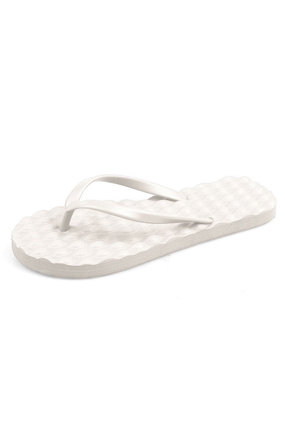 Slippers for Women,Slippers With Toe Post Design Comfortable Massage Sole For Summer Beach And Casual Wear Easy On Flat Footwear For Relaxation,Womens Slippers,White,6