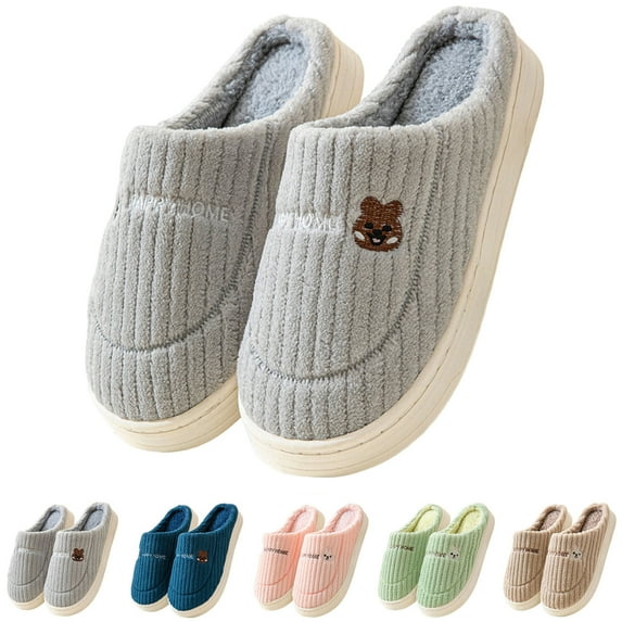 Slippers for Women Solid Color Comfortable Slippers Non-Slip Flat-soled Soft House Footwear Thermal Breathable Winter Autumn Warm Shoes Casual Slippers