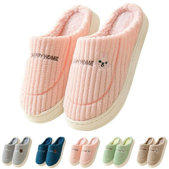 Slippers for Women Solid Color Comfortable Slippers Non-Slip Flat-soled Soft House Footwear Thermal Breathable Winter Autumn Warm Shoes Casual Slippers