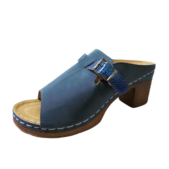 Slippers for Women,Trendy Slippers For Casual Wear With Open Toe Design Adjustable Buckle And Stylish Leather Upper Footwear Choice And Comfort,Womens Slippers,Navy,6.5