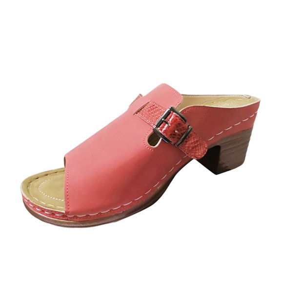 Slippers for Women,Trendy Slippers For Casual Wear With Open Toe Design Adjustable Buckle And Stylish Leather Upper Footwear Choice And Comfort,Womens Slippers,Watermelon Red,6.5