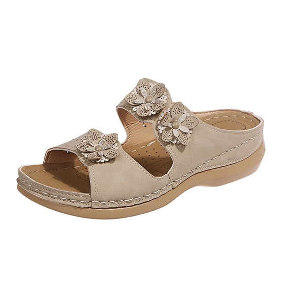 Slippers for Women,Trendy Slippers For Casual Wear Stylish Open Toe Design With Wedge Heel For Summer Activities Perfectly Paired,Womens Slippers,Beige,8.5