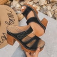 thumbnail image 1 of Slippers Womens Women's Fashionable Casual Spring And Summer Solid Color Closed-Toe High Heels Heel Slippers,Black,36, 1 of 9
