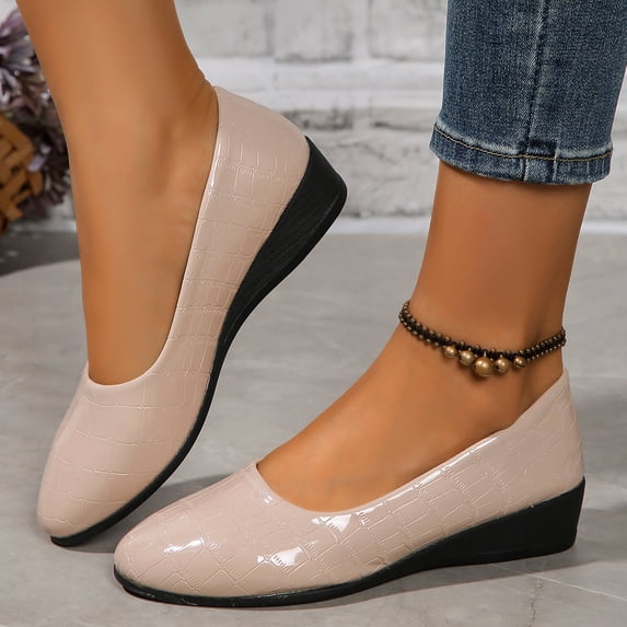 Slippers Womens Women's Fashionable Casual Versatile Spring And Summer Plus Size Solid Color Round Toe Closed Toe Flat Wedge Heel Shoes,Khaki,41
