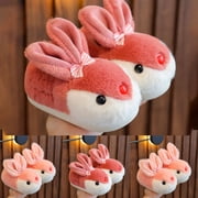 Slippers for Girls Fall Winter Home Warm Cute 3D Bunny Shoes Non Slip Soft Soled Closed Toe Slip On Toddler Shoes Pink Sizes 4.5-5 Y