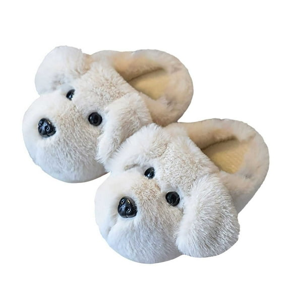Slippers for Kids Children's Winter Cute Cartoon Dog Design Slippers House Shoes Girls House Shoes White 8 Years-9 Years