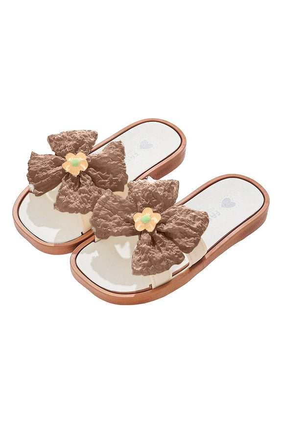 Slippers for Kids Girls Girls Bow Slippers Cute Summer Flip Flops Cushion Thick Sole Large Bow Kawaii Platform Cloud Slides Home Sandals