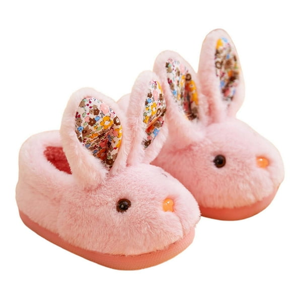 Slippers for Kids Kids Girls Cute Winter Slippers, Child Cartoon Rabbit Shape Warm House Shoes Toddler House Shoes 3 Years-4 Years Pink