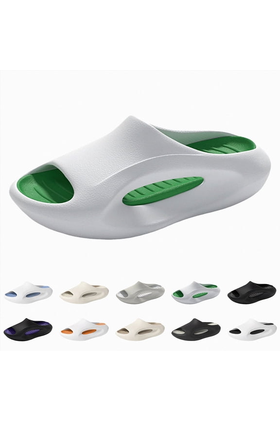 Slippers for Men Cushioned Thick Sole Slides Quick Drying Bathroom Shower Sandals Summer NonSlip Beach Shoes Light Gray Size 10.5