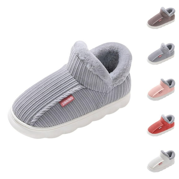 Slippers for Men and Women Cozy Cotton House Slippers Winter Warm Thick Lined Shoes Non- Indoor Home Footwear for Couples Comfort