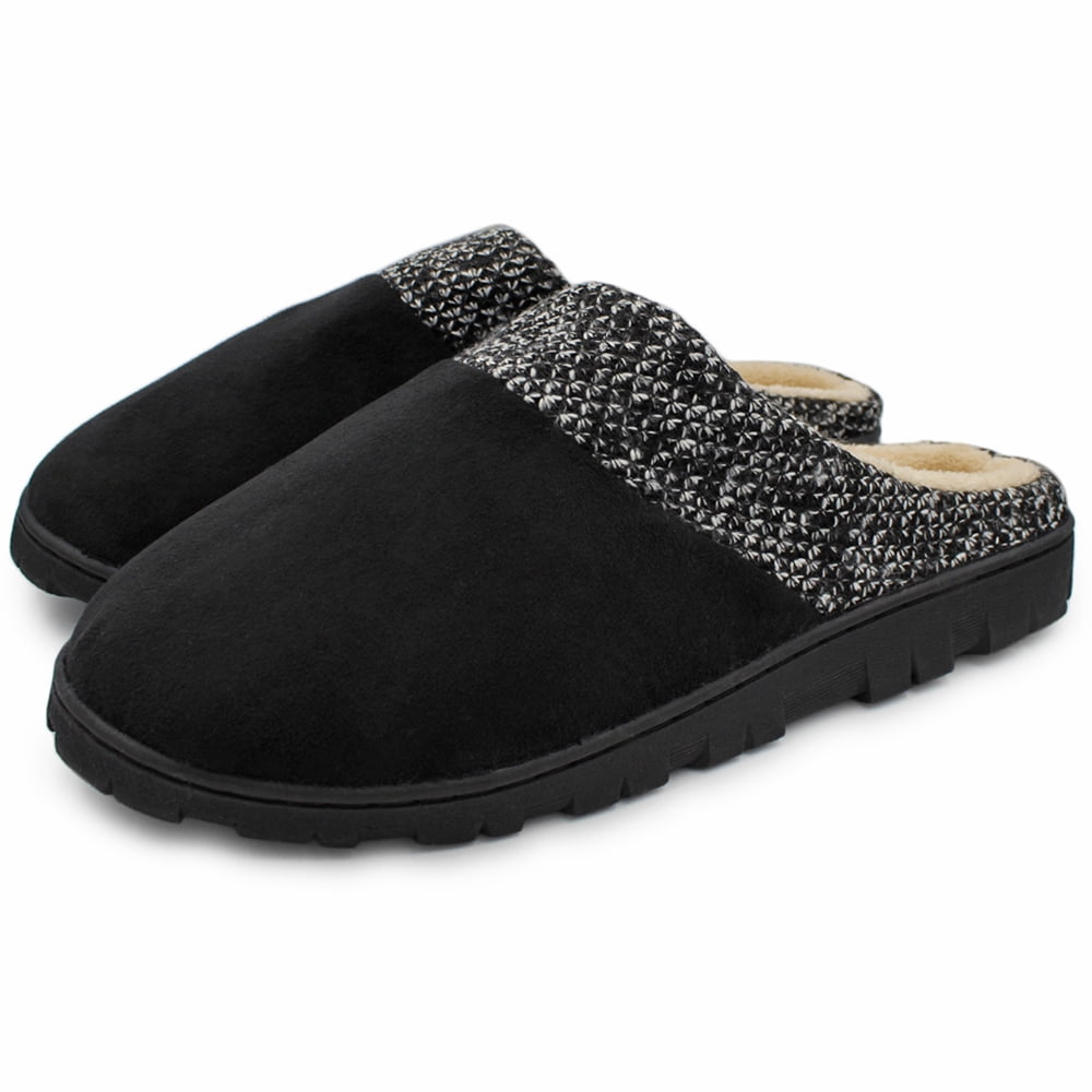 Slippers for Mens Warm Memory Foam Anti-Slip House Shoes Comfortable ...