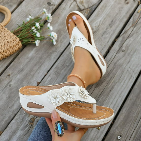 Slippers for Woman Women's Spring And Summer Fashionable Casual Versatile Solid Color Open Toe Trendy One-Strap Slippers Wedge Heels Shoes,White,37