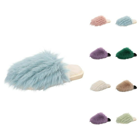 Slippers for Women 2025 Fall Winter Cute Plush Fuzzy Fluffy Soft Warm Cozy Slip On Slides Indoor House Slippers