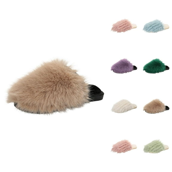 Slippers for Women 2025 Fall Winter Cute Plush Fuzzy Fluffy Soft Warm Cozy Slip On Slides Indoor House Slippers