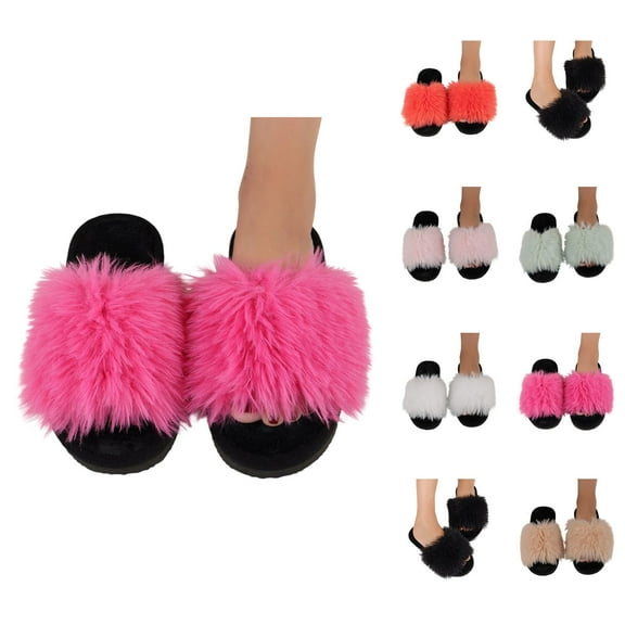 Slippers for Women 2025 Fall Winter Plush Fuzzy Fluffy Cute Warm Comfort Slip On Slides Indoor House Slippers