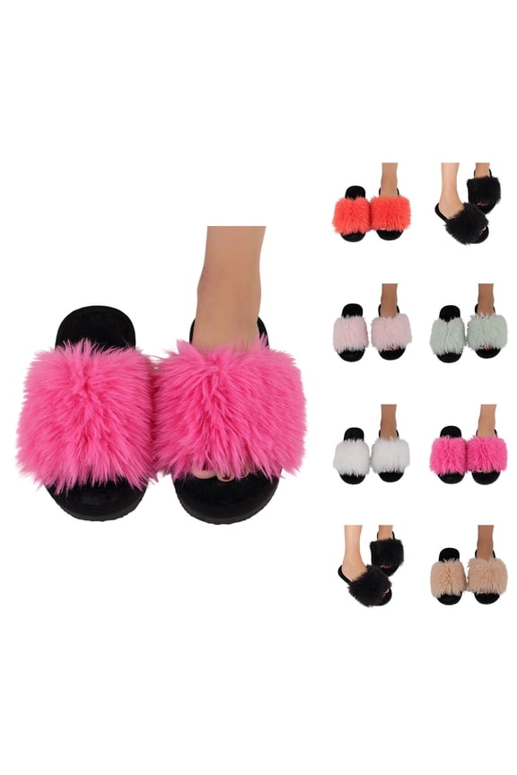 Slippers for Women 2025 Fall Winter Plush Fuzzy Fluffy Cute Warm Comfort Slip On Slides Indoor House Slippers