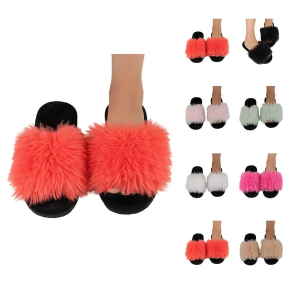 Slippers for Women 2025 Fall Winter Plush Fuzzy Fluffy Cute Warm Comfort Slip On Slides Indoor House Slippers