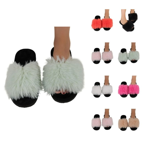 Slippers for Women 2025 Fall Winter Plush Fuzzy Fluffy Cute Warm Comfort Slip On Slides Indoor House Slippers