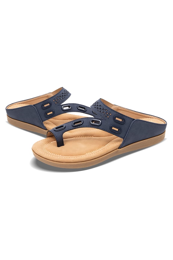 Slippers for Women,2025 Trending Summer Soft Footbed Orthopedic Summer Sandals Flat Comfy Leather Flip Flop Slippers,Womens Slippers,Blue,5