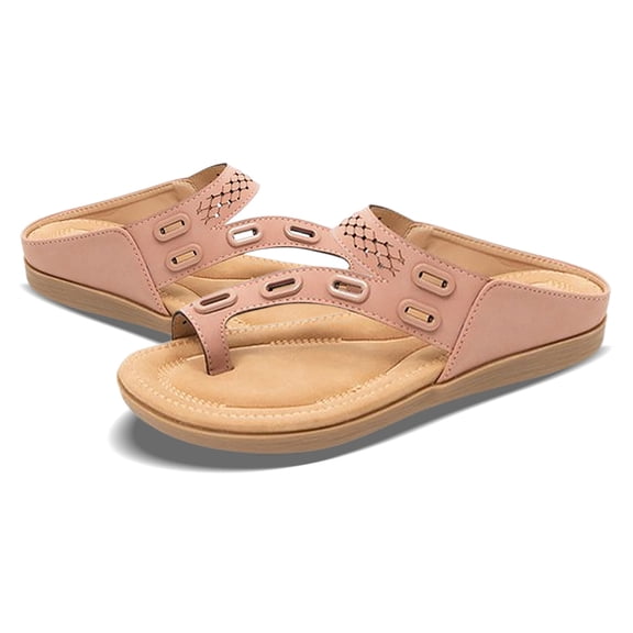 Slippers for Women,2025 Trending Summer Soft Footbed Orthopedic Summer Sandals Flat Comfy Leather Flip Flop Slippers,Womens Slippers,Pink,5