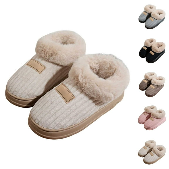 Slippers for Women 2025 Winter Warm Fleece Lined Soft Cozy Slippers Indoor Outdoor Platform House Shoes