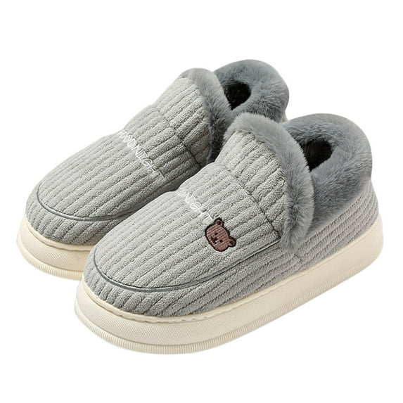 Slippers for Women,And Men's Cover Heel Autumn And Winter New Warm Non Shoes,Womens Slippers,Light Gray,8.5