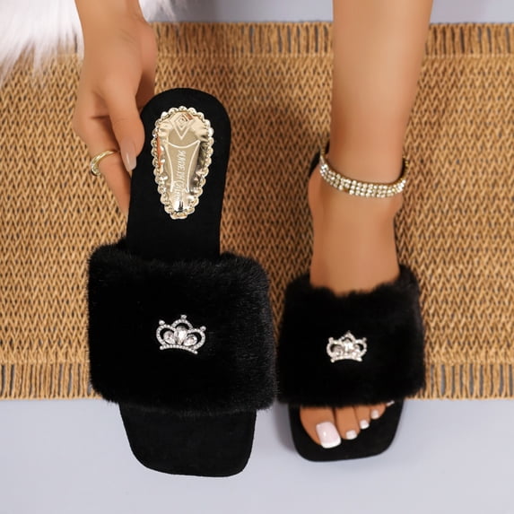 Slippers for Women Baeitkot Women's Fashionable Casual Winter Trend Indoor Open Toe Slippers